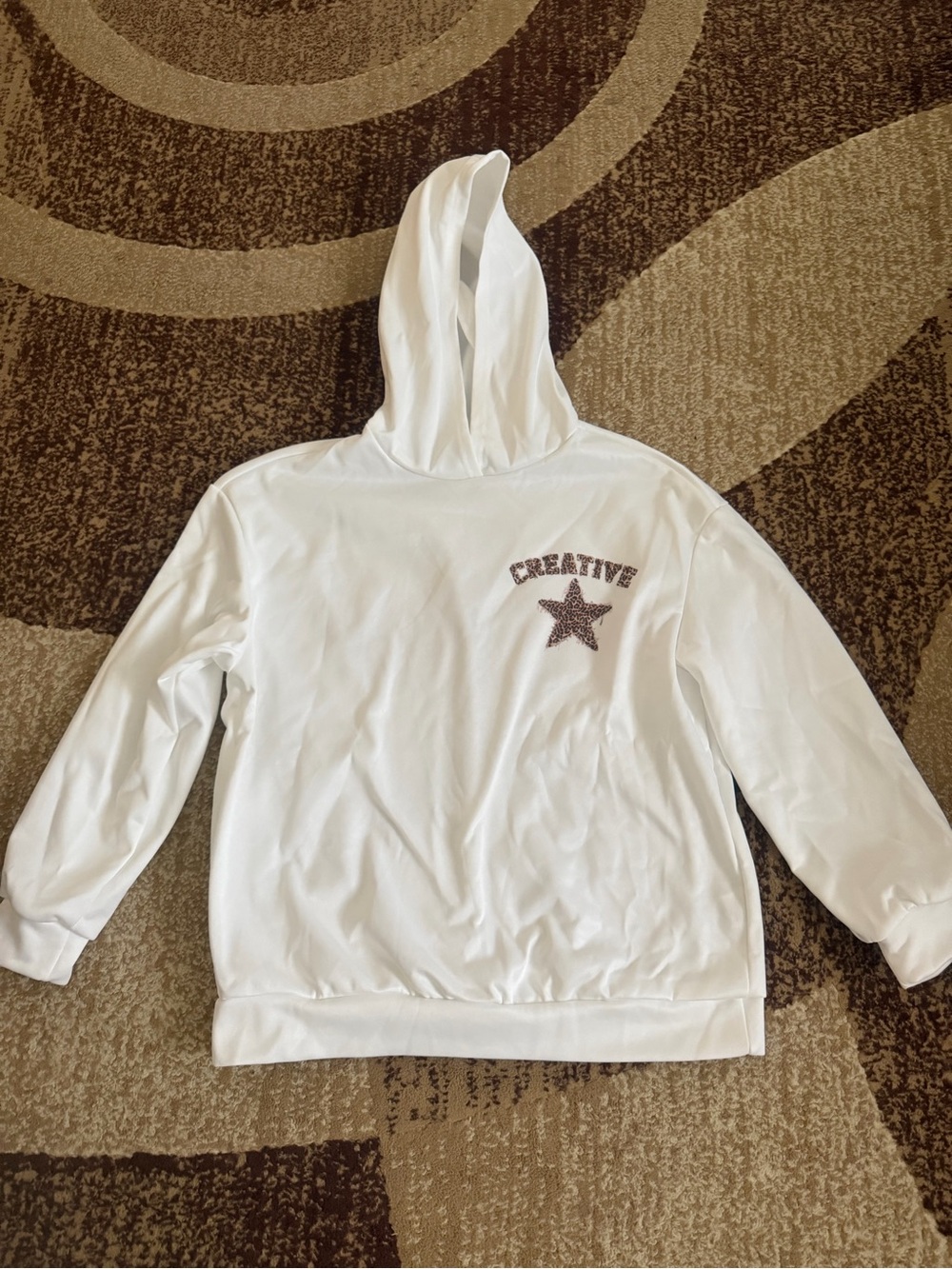 SHEIN White Kids Hoodie with 'Creative' Star Graphic